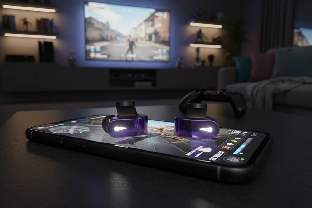 Pads on a phone glowing with a console pad behind