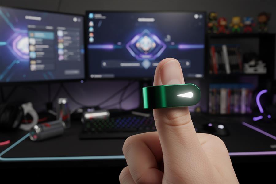 Pad worn on a fingertip with glowing LED